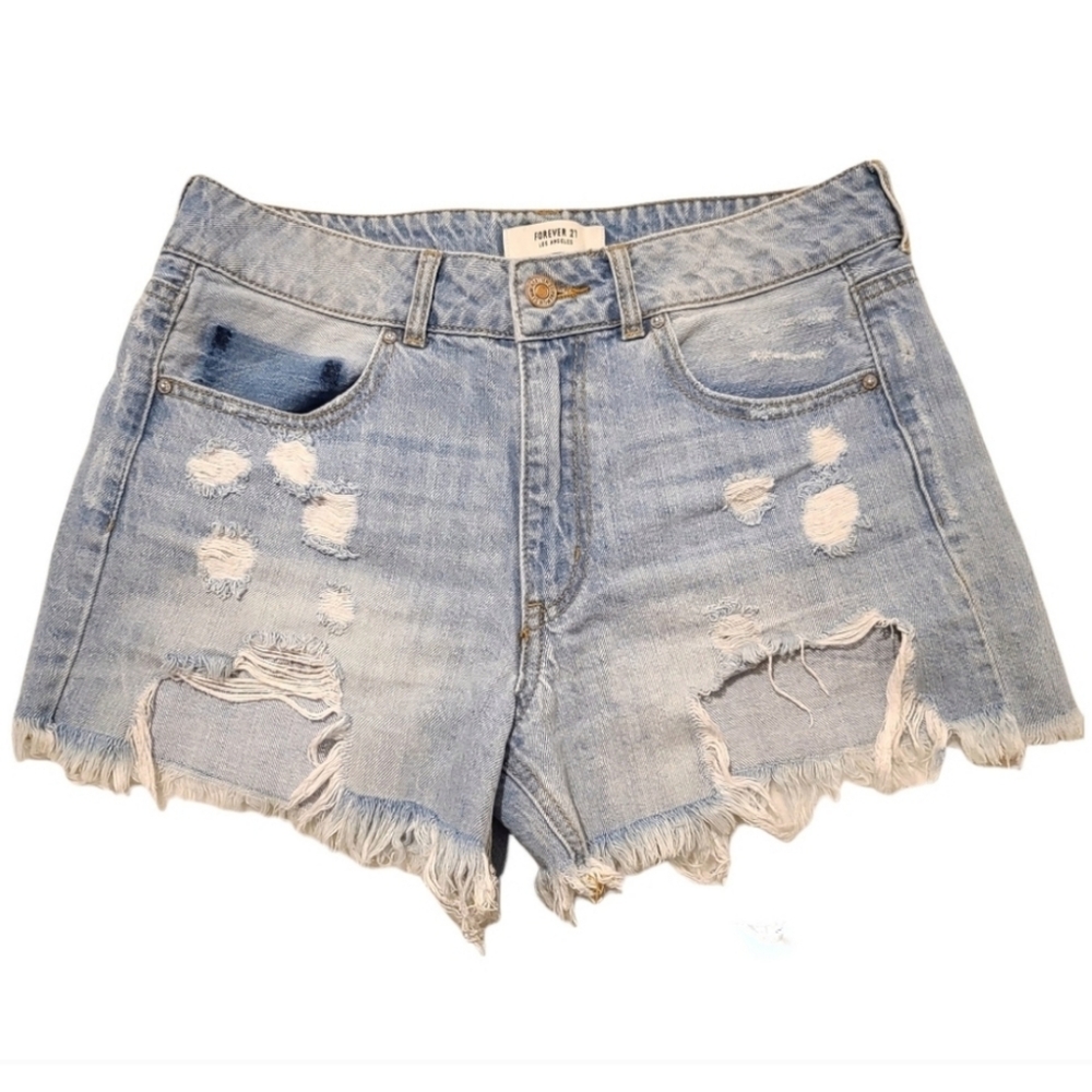 Forever 21 | Distressed Denim Jean raw hem Shorts 3 pockets Size 26